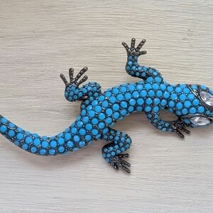 Joan Rivers Turquoise Lizard Brooch